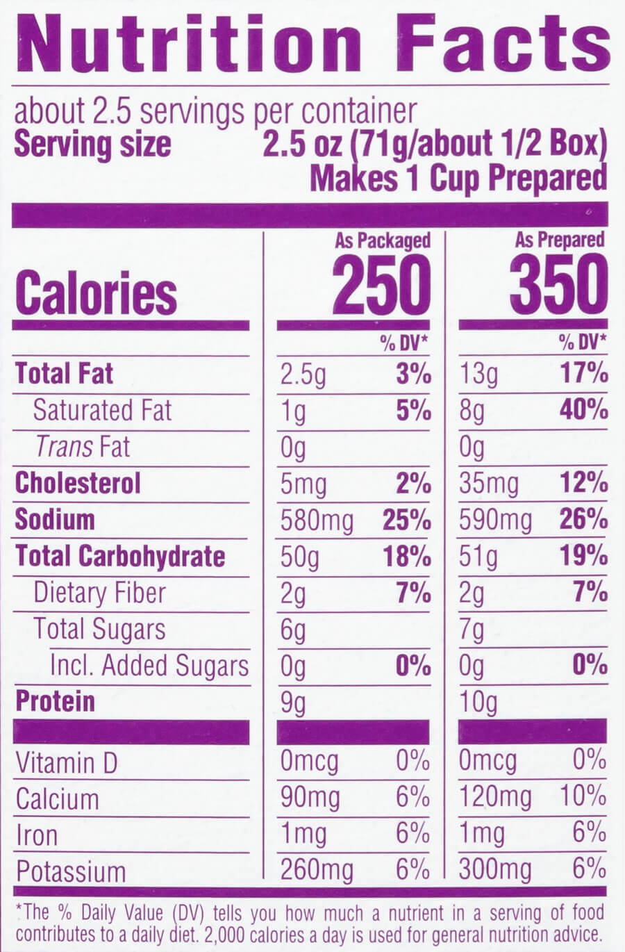 Organic White Cheddar Shells Nutritional Information
